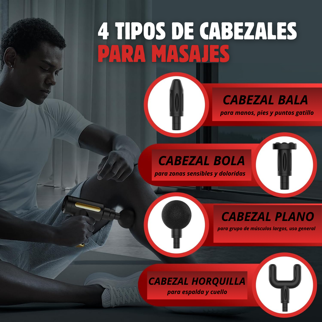 Pistola Masajeadora Alivio Plus con 4 Cabezales